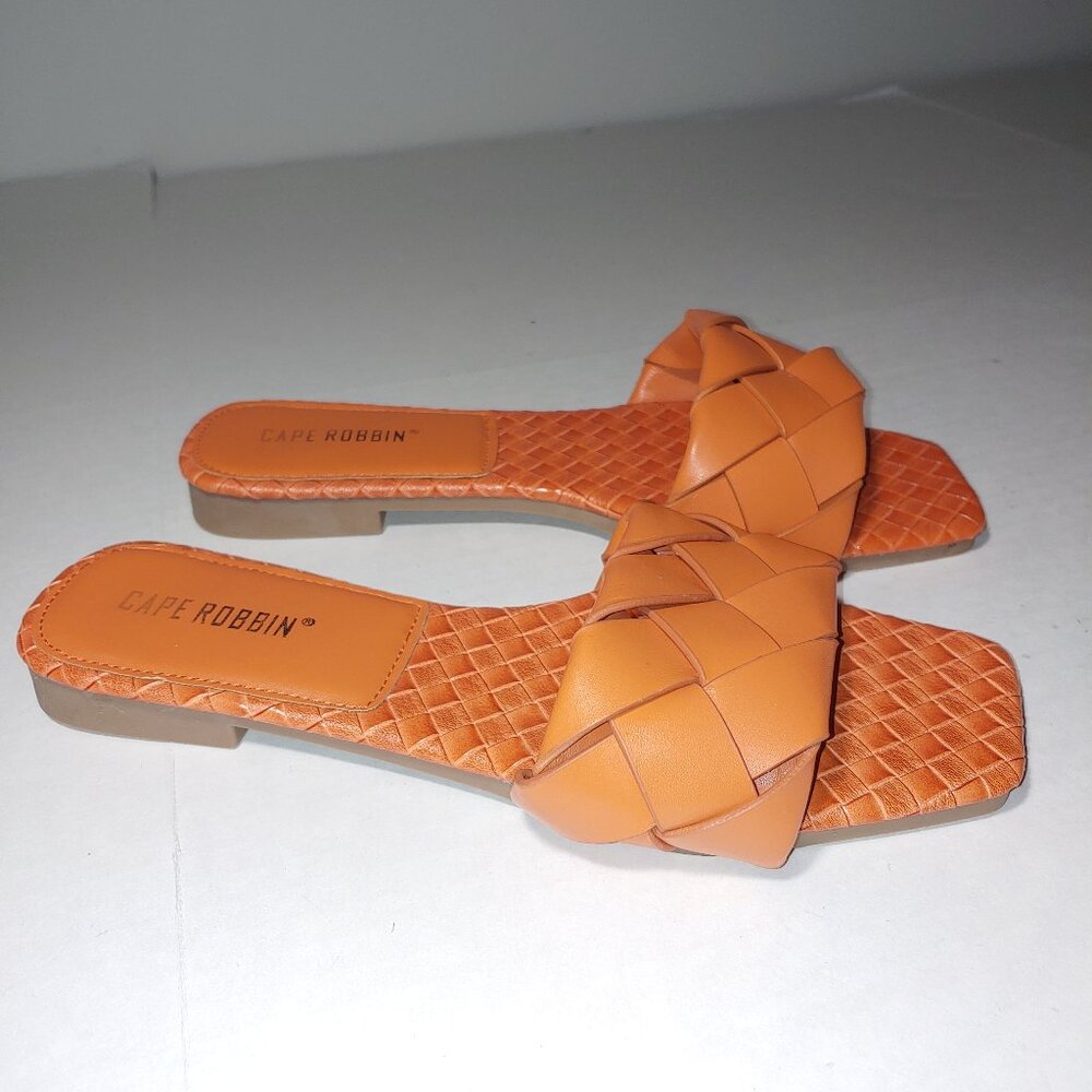Cape Robbin Deja Wave Square Toe Slip On Sandals Orange Size 8.5